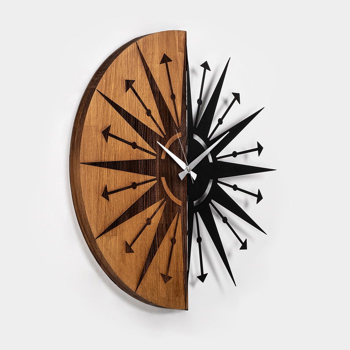 Wallity Reloj de Pared Decorativo de Madera y Metal 75, 56 cm, Nogal y Negro
